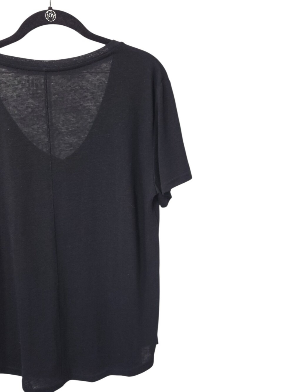 Gap Black Linen Blend V Neck Tee M Coastal Minimalist Slouchy Luxe Basic - Picture 6 of 9